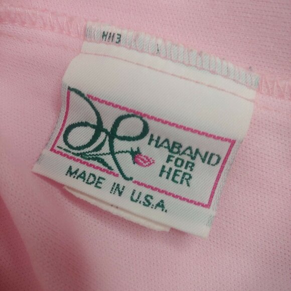 Vintage Haband For Her Medium Shirt Short Set Outfit Light Pink Floral Polyester - Picture 7 of 9